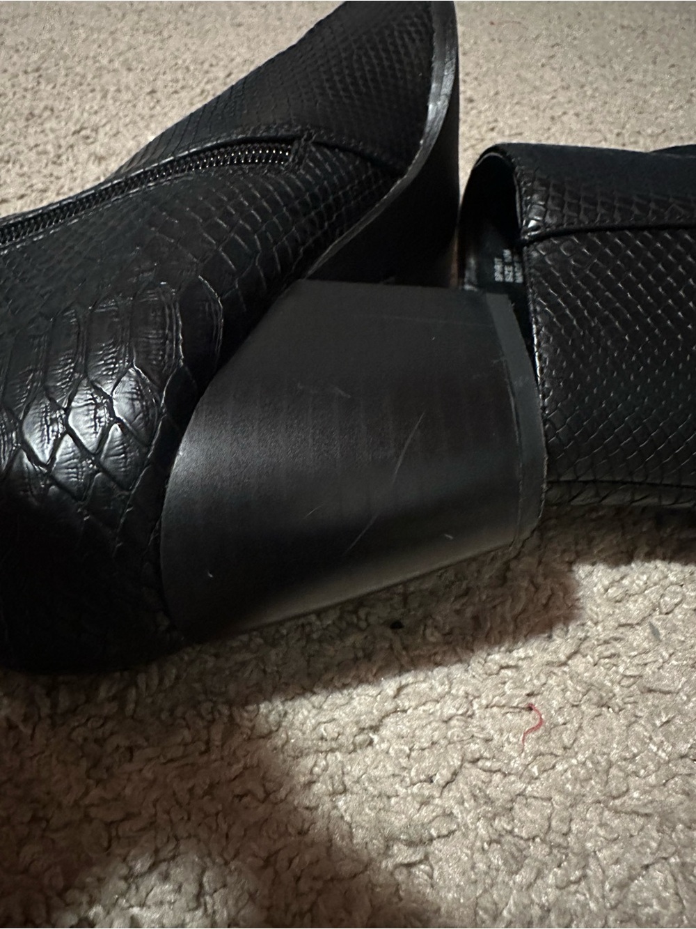 Lulus x Matisse Black Snake Embossed Pointed Toe Ankle Boots, Size 10 - Picture 8 of 10